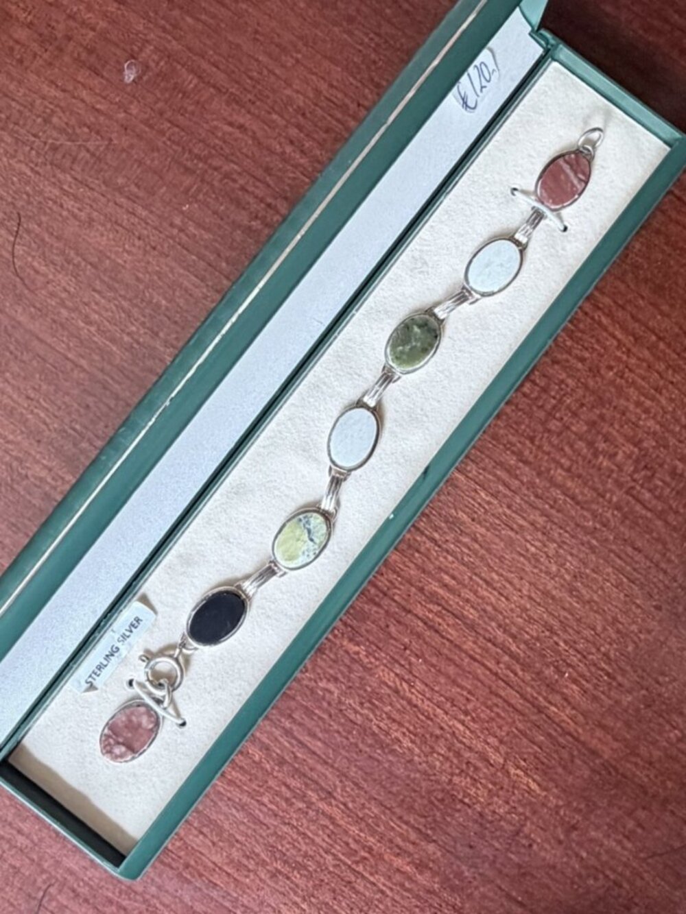 Connemara Marble 925 Sterling Silver Bracelet Ireland NWT Gift Box